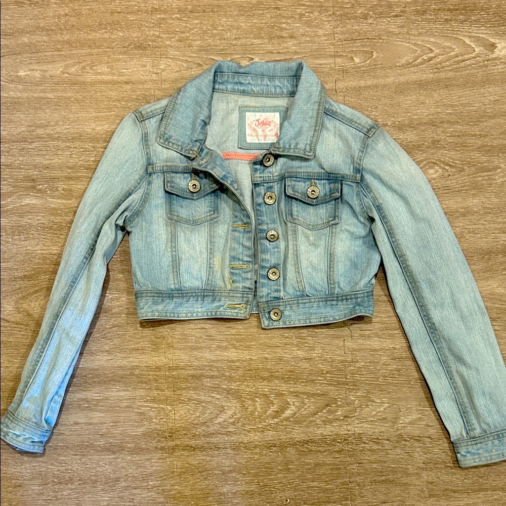 Justice Cropped Jean Jacket – Size 10, EUC